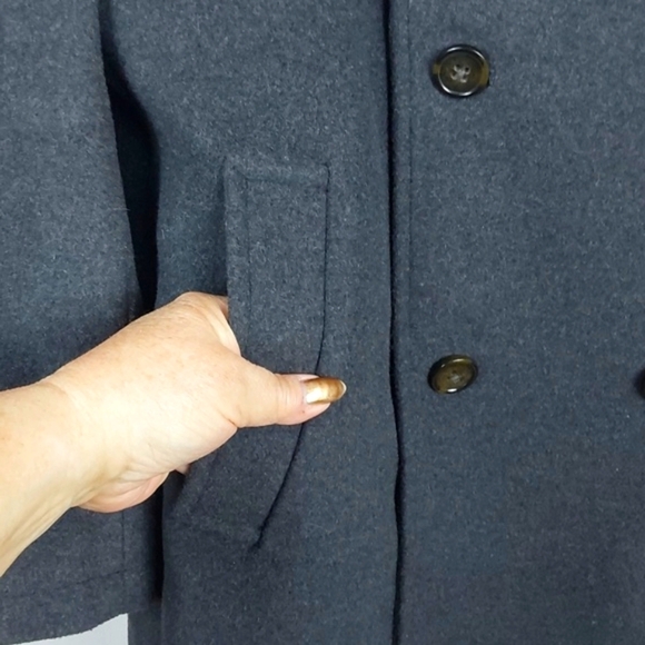 Ralph Lauren Mens Dark Gray Double-Breasted Pea Coat Wool Labrada Luxe Sz.44 - Picture 7 of 14